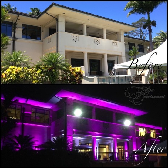 Before and After Wainaku Center Building Uplighting